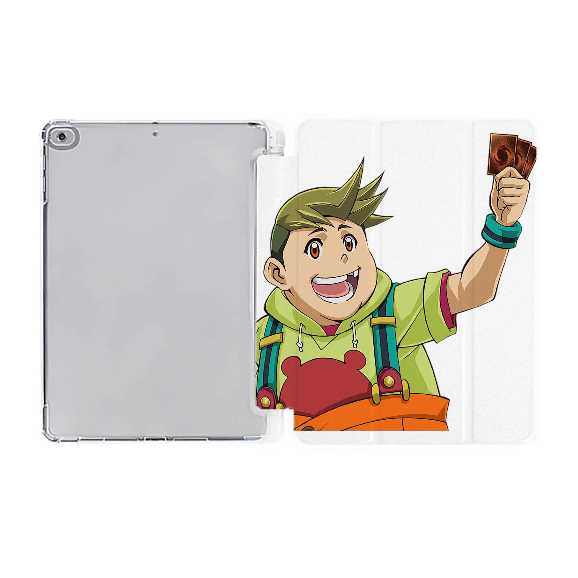 （画像用） 遊☆戯☆王 Yu-Gi-Oh! IPad ケース ペン収納付き 三つ折りスタンド PUレザー×シリコン 対応機種9.5/10.5/10.9インチ